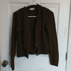 Army green zipper sweater